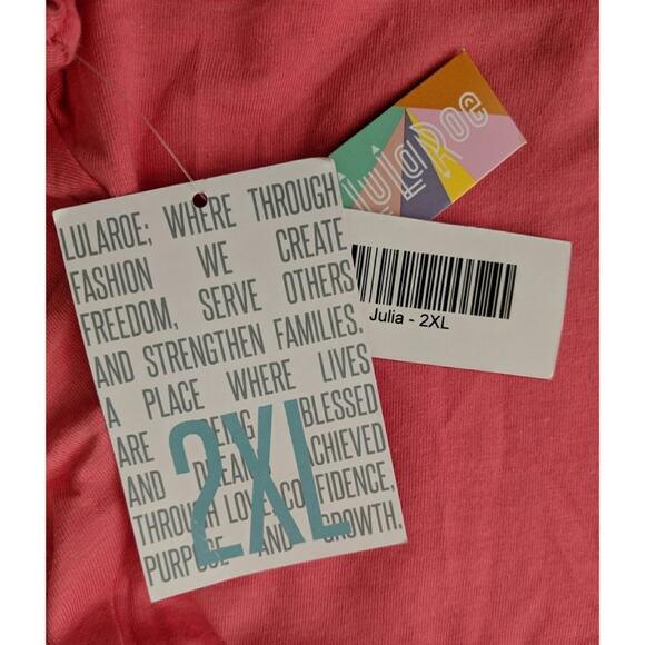 LuLaRoe Julia Dress Knit Knee Length Short Sleeves 2XL New / FLAW - Picture 4 of 8